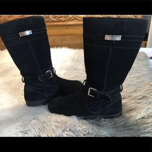 Coach tallulah black suede and shearling boots 7B